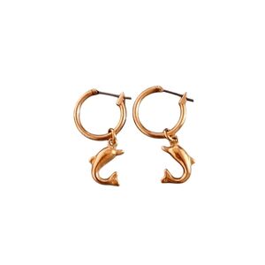 Gold Tone Small Hoops with Removable Dolphin Charms